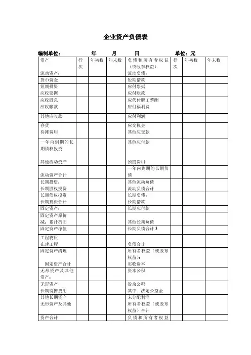 资产负债表空白表格(新版)