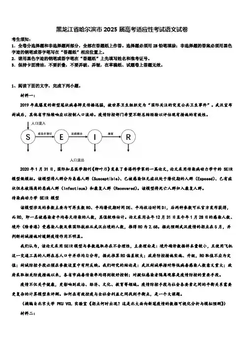 黑龙江省哈尔滨市2025届高考适应性考试语文试卷含解析