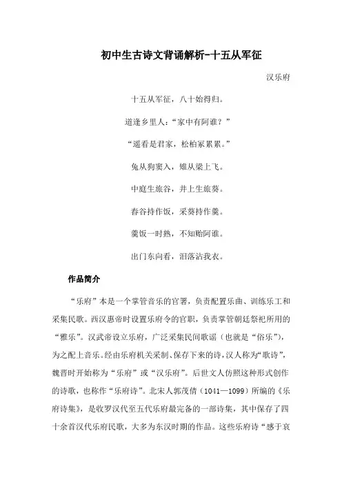 初中生古诗文背诵解析-十五从军征