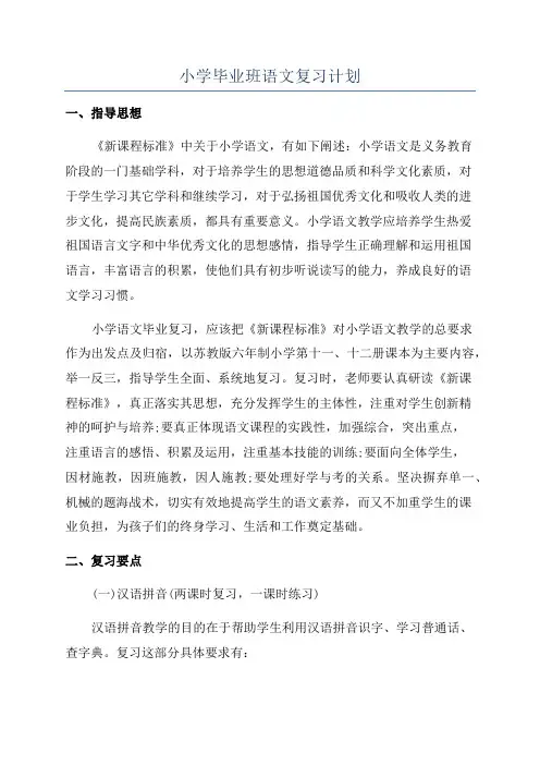 小学毕业班语文复习计划