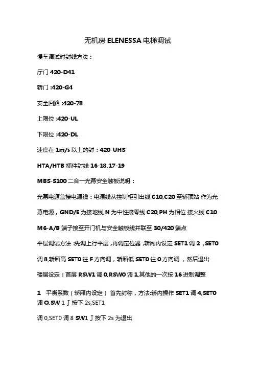 三菱无机房ELENESSA电梯调试
