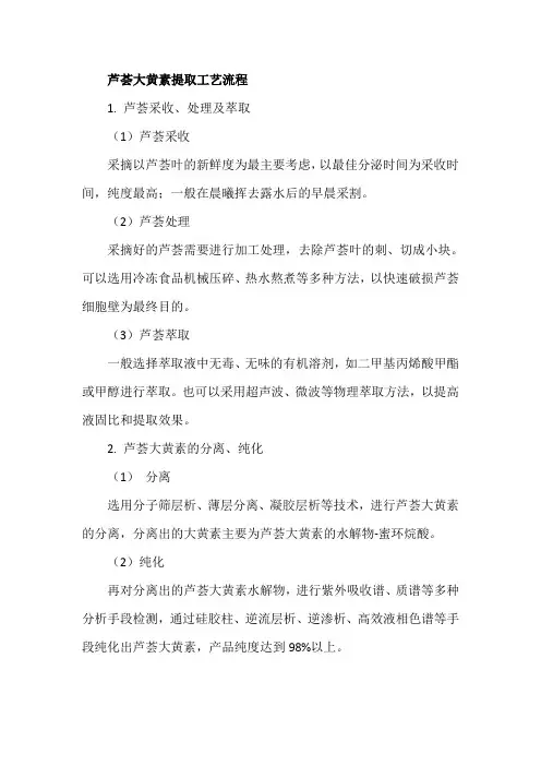 芦荟大黄素提取工艺流程