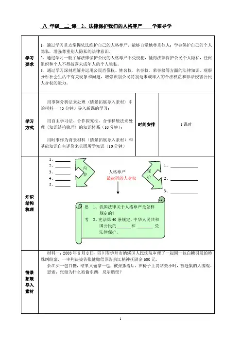 2、2法律保护我们的人格尊严