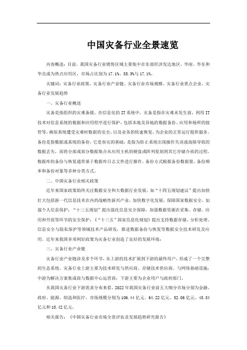 中国灾备行业全景速览