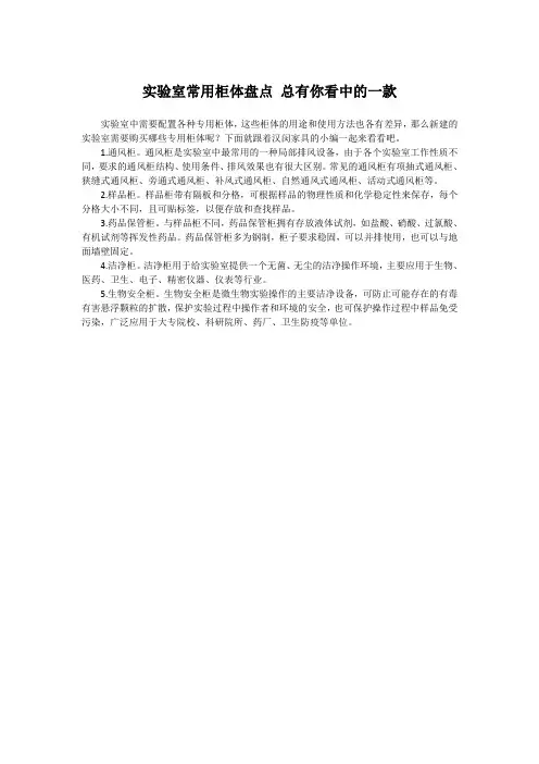 实验室常用柜体盘点 总有你看中的一款