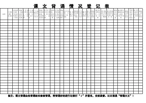 四年级上册语文背诵情况登记表