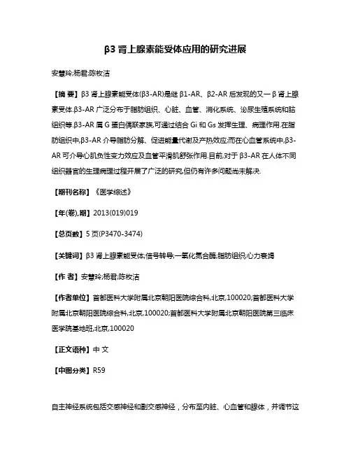 β3肾上腺素能受体应用的研究进展