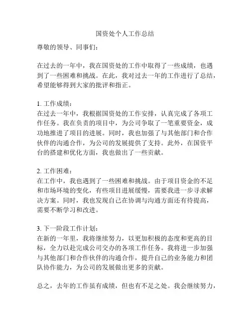国资处个人工作总结