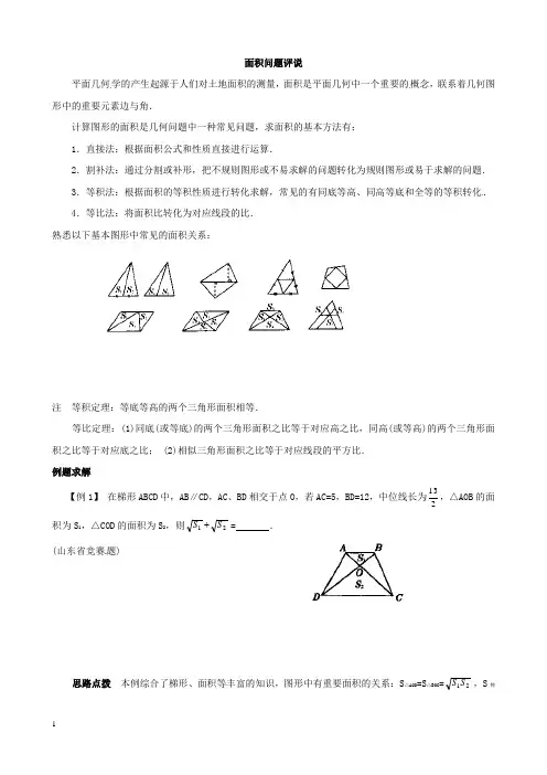 初中奥数讲义_面积问题评说附答案