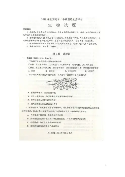 2019-2020学年河南省南阳市高二上学期期终质量评估生物试题 扫描版