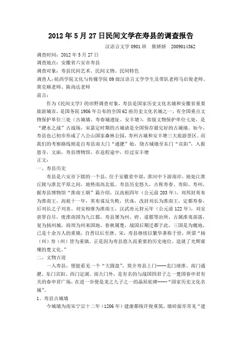 寿县调查报告