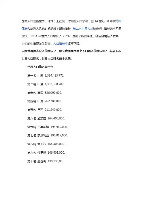 世界人口排名