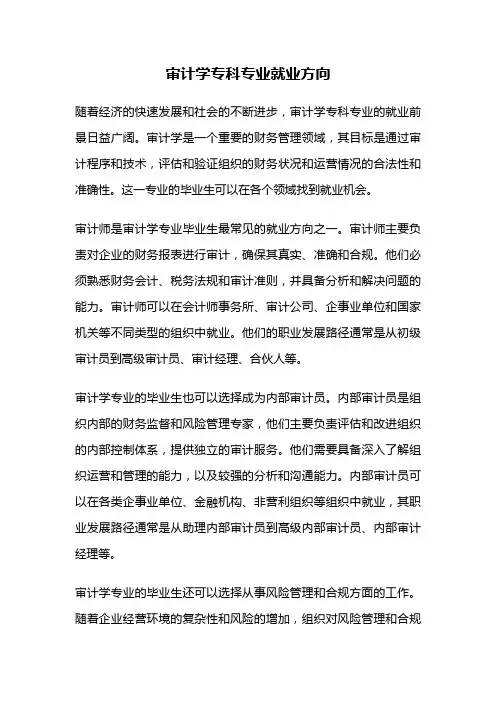 审计学专科专业就业方向