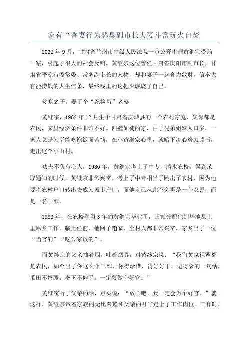 家有“香妻行为恶臭副市长夫妻斗富玩火自焚