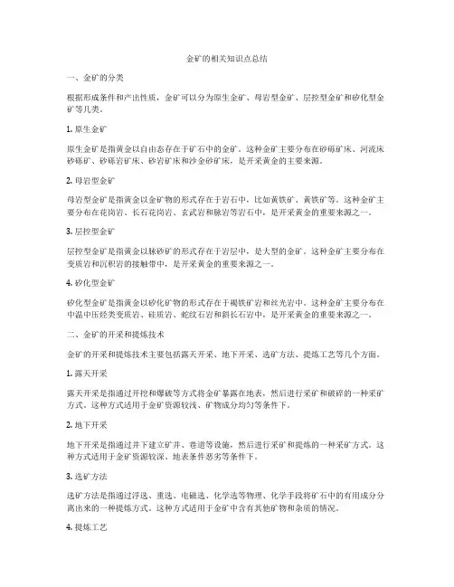 金矿的相关知识点总结