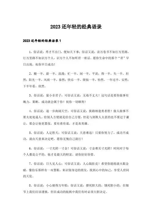 2023还年轻的经典语录
