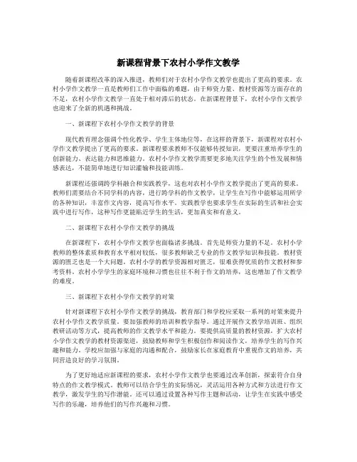 新课程背景下农村小学作文教学