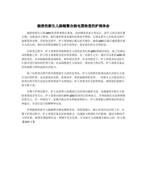 脑损伤新生儿振幅整合脑电图检查的护理体会