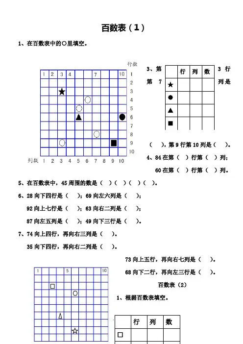 百数表练习题汇总