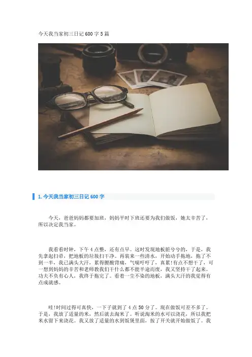 今天我当家初三日记600字5篇