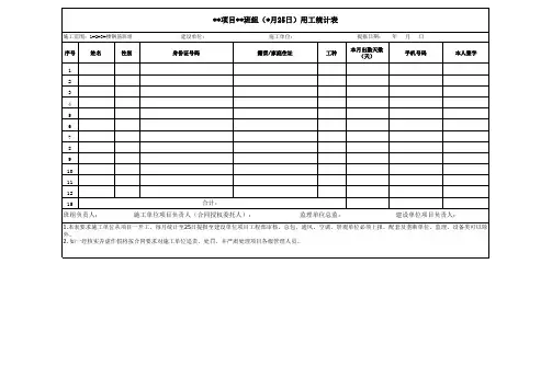 班组用工统计表
