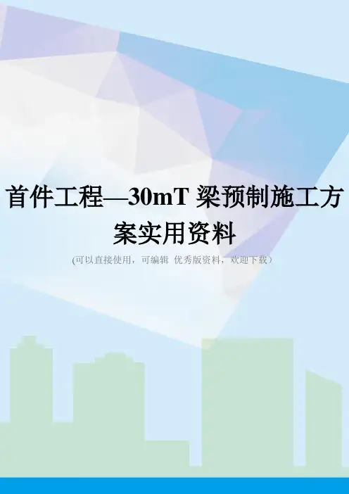 首件工程—30mT梁预制施工方案实用资料