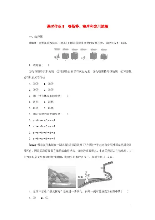_新教材高中地理课时作业喀斯特海岸和冰川地貌湘教版必修第一册