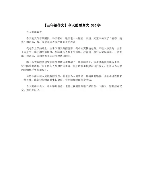 【三年级作文】今天的雨真大_350字