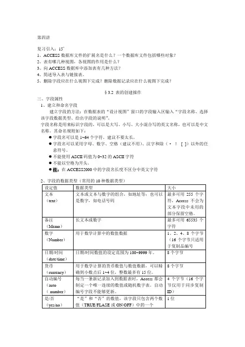 ACCESS表的创建操作
