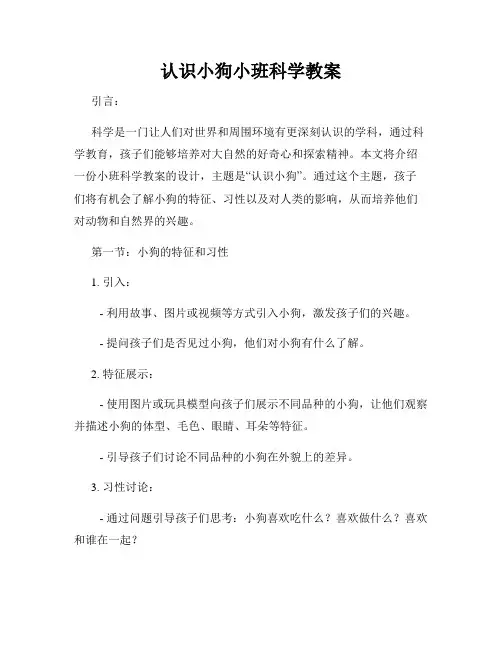 认识小狗小班科学教案