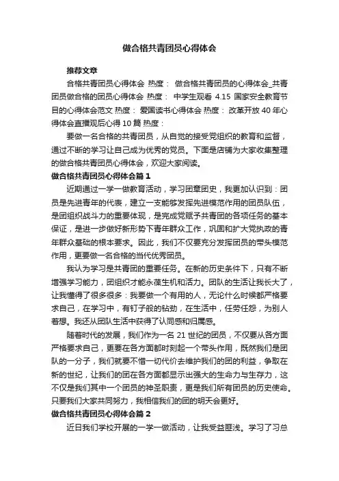 做合格共青团员心得体会