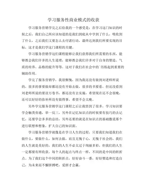 学习服务性商业模式的收获