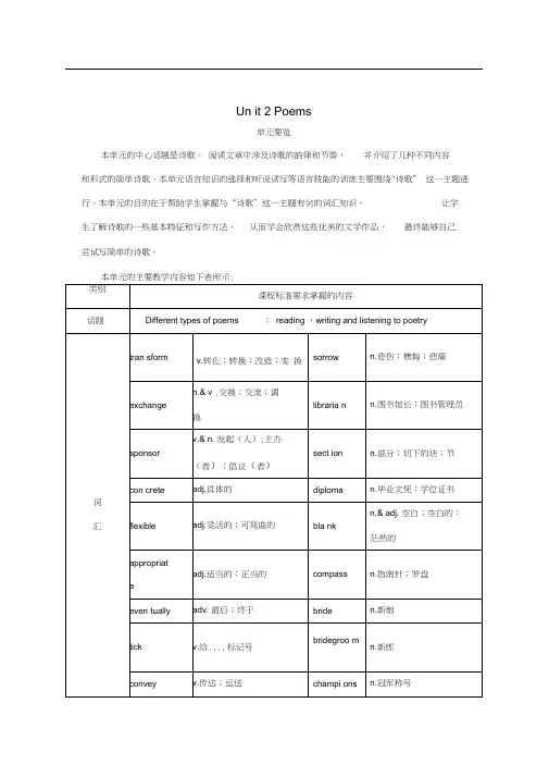 高二英语poems教案1