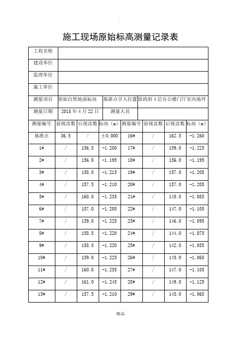 施工现场标高测量记录表1