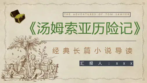 美国小说家马克吐温《汤姆索亚历险记》小说简介经典片段鉴赏PPT模板