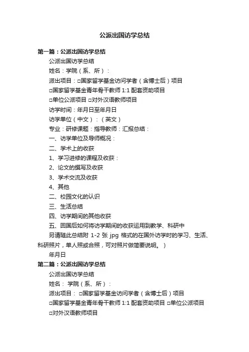 公派出国访学总结