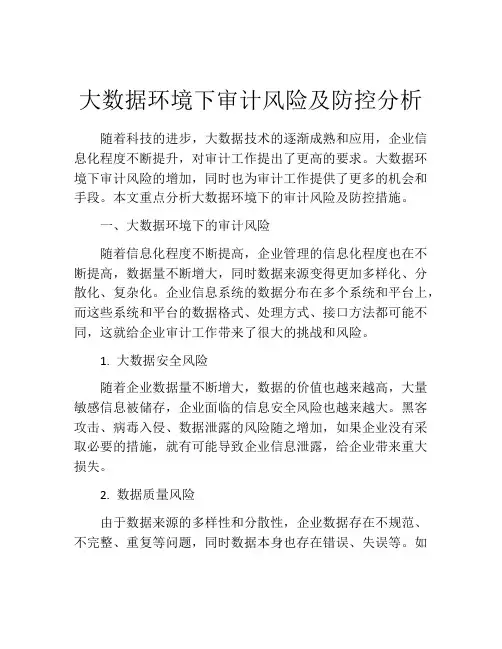 大数据环境下审计风险及防控分析