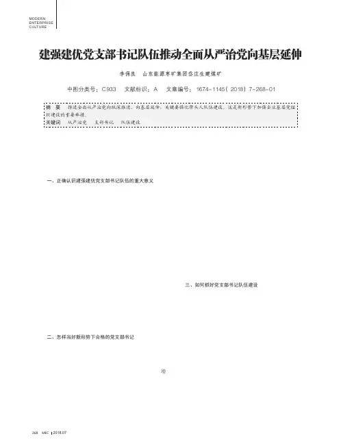 建强建优党支部书记队伍推动全面从严治党向基层延伸