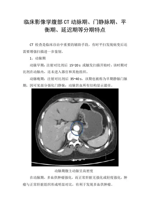 临床影像学腹部CT动脉期、门静脉期、平衡期、延迟期等分期特点