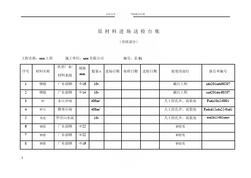 原材料进场送检台账