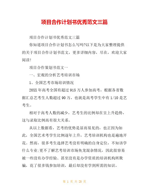 项目合作计划书优秀范文三篇
