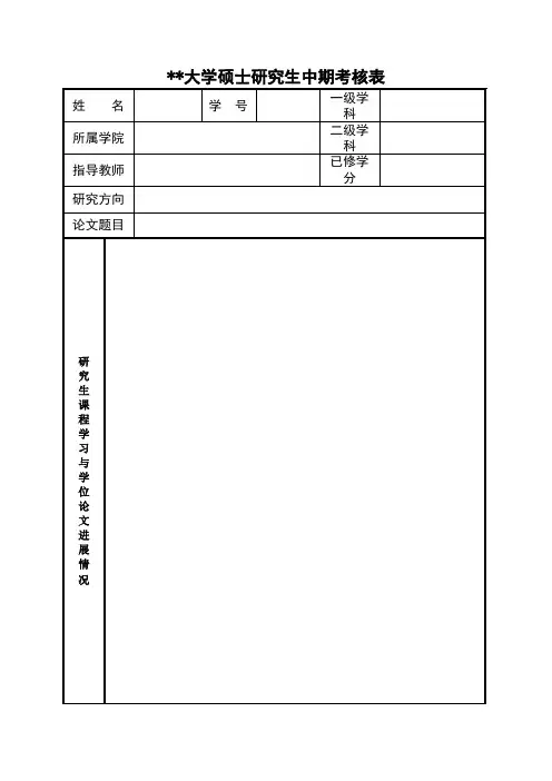 XX大学硕士研究生中期考核表【模板】