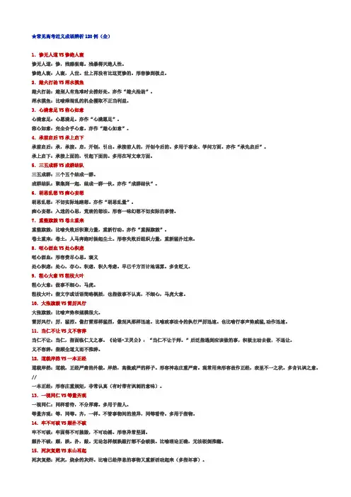 常见高考近义成语辨析120例