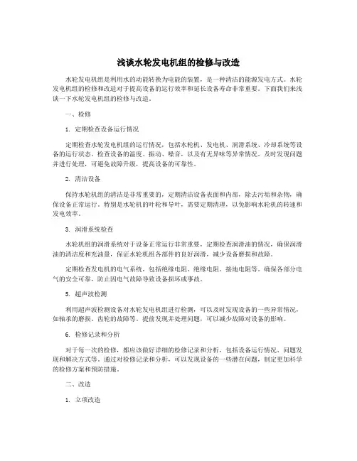 浅谈水轮发电机组的检修与改造