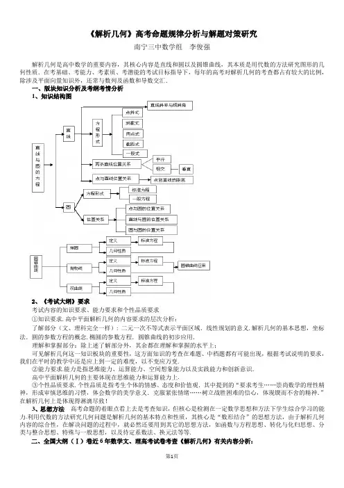 《解析几何》高考命题规律分析与解题对策研究