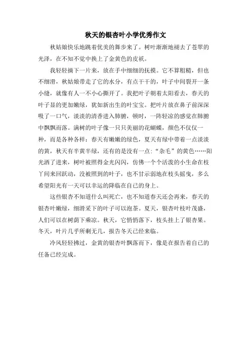 秋天的银杏叶小学优秀作文
