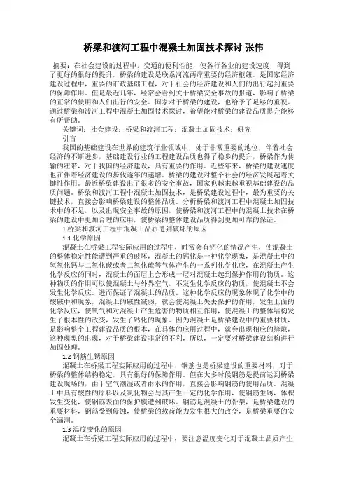 桥梁和渡河工程中混凝土加固技术探讨 张伟