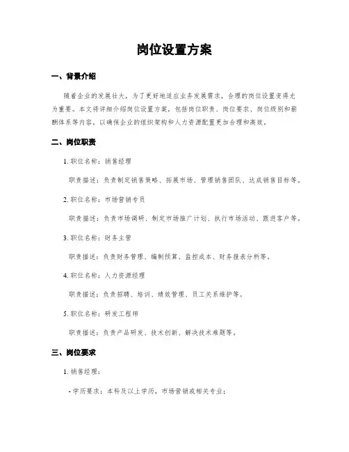 岗位设置方案