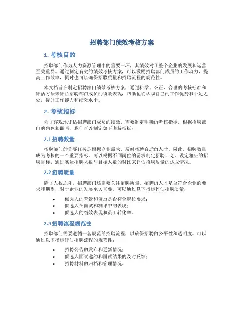 招聘部门绩效考核方案
