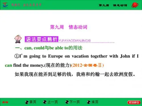 【语法专项】2015年高考英语(通用)大一轮复习之语法必过专题：第九周 情态动词(共46张PPT)